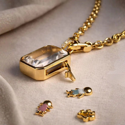 Octa Crystal Locket Necklace - Goldstate
